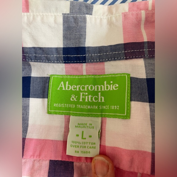 Two Abercrombie and Fitch Plaid and Striped Cotton Shirts Large - Picture 13 of 16